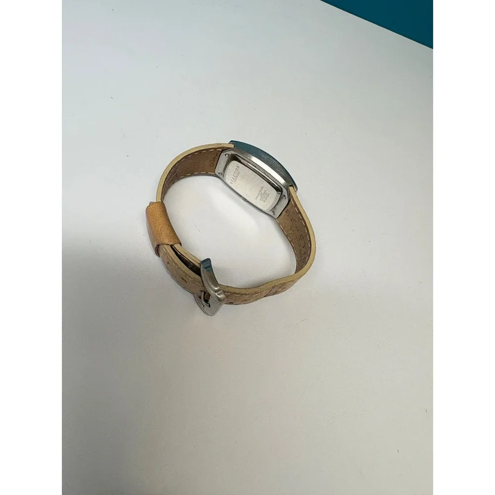 Kenneth Cole Reaction Mens Watch Tan Leather Strap Date Window V29‎ Quartz